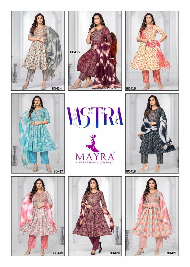 Vastra Vol 2 By Mayra Naira Cut Capsuil Printed Kurti With Bottom Dupatta Wholesale Market In Surat
